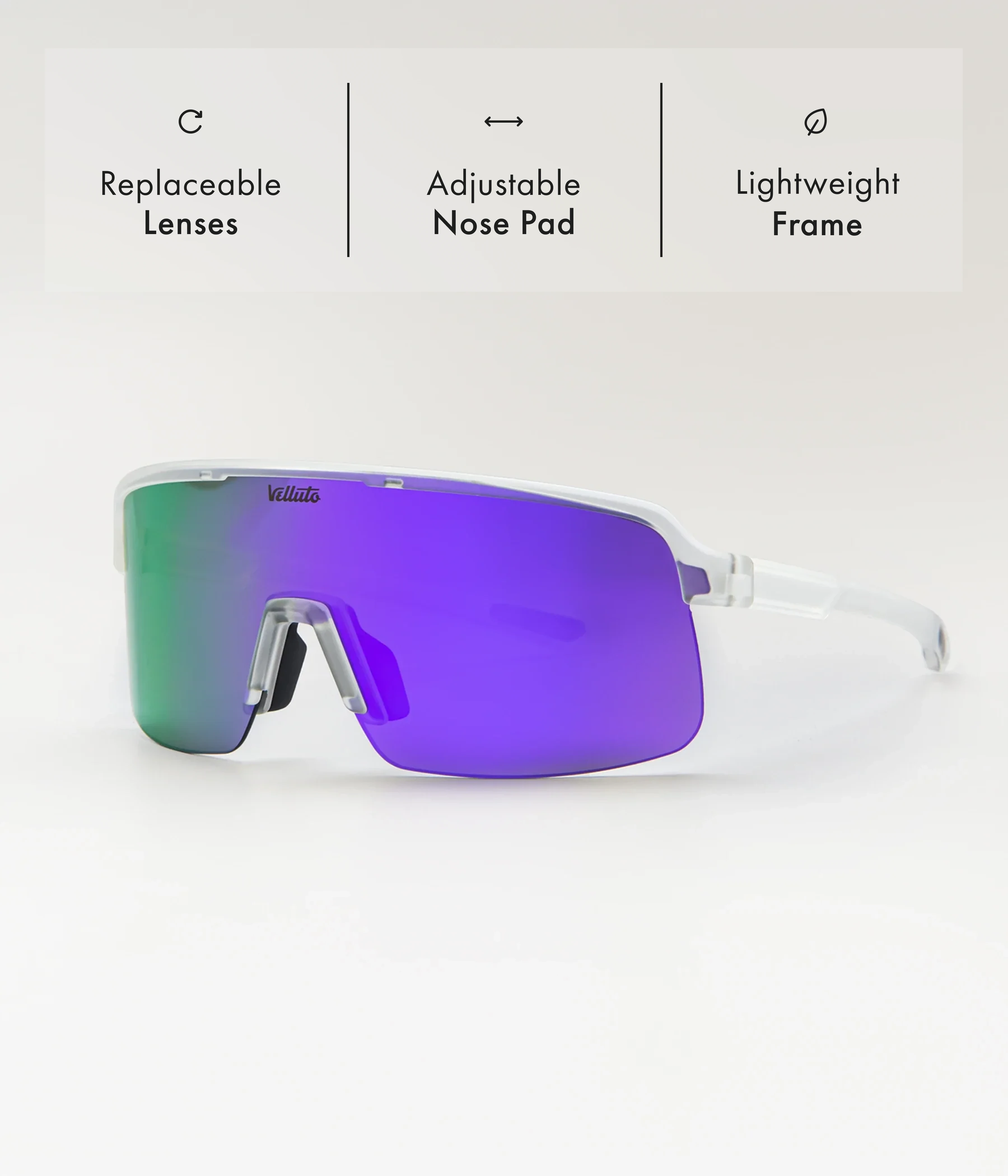 Velluto StradaPro Cycling Glasses | Purple Retro